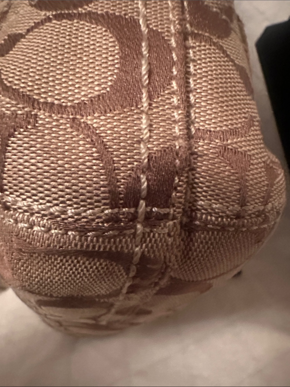 Coach Brown Signature Canvas Shoulder Bag with Burgundy Leather Trim - Picture 10 of 15